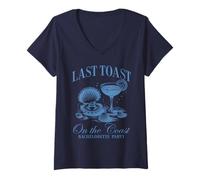 Mujer Last Brindis On The Coast Bride Team Beach Despedida de Soltera Camiseta Cuello V