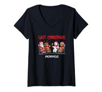 Mujer Last Christmas Humor Grupo Apoyo Canción Navidad Parodia Camiseta Cuello V