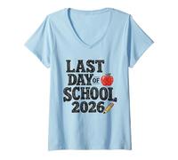 Mujer Last Day of School 2026 Teacher Summer Break Kids Camiseta Cuello V