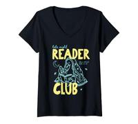 Mujer Late Night Reader Club Goose Book Lover Bookworm Bookish Camiseta Cuello V