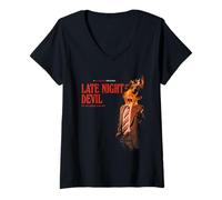 Mujer Late Night with The Devil Fire Camiseta Cuello V