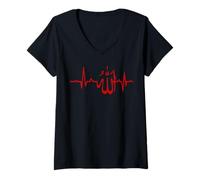 Mujer Latido del corazón musulmán Allah Religioso Edificante Camiseta Cuello V