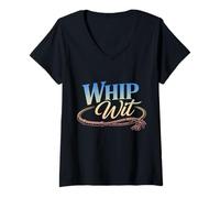 Mujer Látigo Ingenio Gracioso Kinky Humor BDSM Camiseta Cuello V