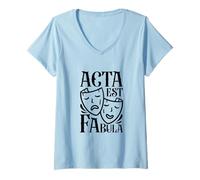 Mujer Latín - Acta EST fabula Camiseta Cuello V