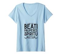 Mujer Latín - Beati pauperes spiritu Camiseta Cuello V