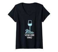 Mujer Latin Wine Quote For Women Wine Glass Drawing Veni Vidi Vino Camiseta Cuello V