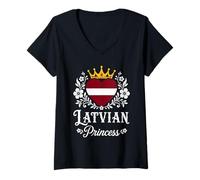 Mujer Latvian Princess Latvia Flag Proud Latvian Girl Camiseta Cuello V