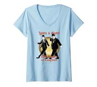 Mujer Laurel & Hardy 100 años de Risa Comedia clásica Camiseta Cuello V