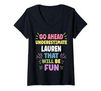 Mujer Lauren Personalized Women's Gift Custom Lauren Camiseta Cuello V