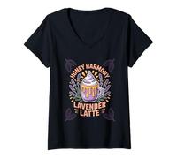 Mujer Lavanda Miel Capuchino Mujeres Baristas Sweet Floral Sip Camiseta Cuello V