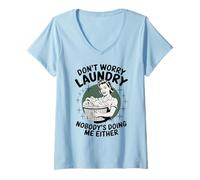 Mujer Lavandería No te preocupes Lavandería Nadie me hace ni Retro Camiseta Cuello V