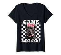 Mujer Lazo Cane Corso Mama Dog Mama para el Día de la Madre, Color Rosa Camiseta Cuello V