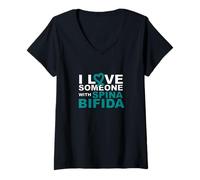 Mujer Lazo con Forma de corazón con diseño de «I Love Someone with Someone with Spina Bífida» Camiseta Cuello V
