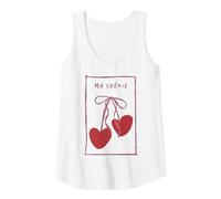 Mujer Lazo romántico con Forma de Coqueta con Forma de corazón de Cerezo de Ma Chérie, Estilo Retro Camiseta sin Mangas