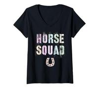 Mujer Lazo Vintage de Horse Squad Country Vibes Pony Equestrian Farm Camiseta Cuello V