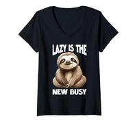Mujer Lazy Is The New Busy Relaxed Productivity Puns Camiseta Cuello V