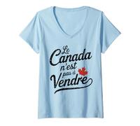 Mujer Le Canada N'est Pas à Vendre Canadá no está a la Venta Camiseta Cuello V
