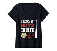 Mujer Le enseño a mis Hijos a Golpear y Robar el Regalo del Entrenador Camiseta Cuello V