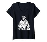 Mujer Le Estoy Diciendo a papá Jesús fe Cristiana Camiseta Cuello V