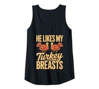 Mujer Le Gustan mis Pechos de Pavo Humor Divertido de Acción de Gracias Camiseta sin Mangas