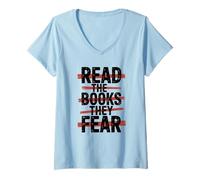 Mujer Lea los libros que temen contra la censura Camiseta Cuello V