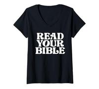 Mujer LEA TU BIBLIA Camiseta Cuello V