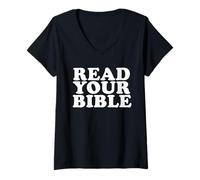 Mujer LEA TU BIBLIA Camiseta Cuello V