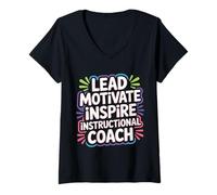 Mujer Lead Motivate Inspire Instructional Coach Liderazgo - Camiseta Cuello V