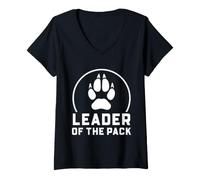 Mujer Leader of The Pack Wolf Paw - Gráfico de liderazgo Familiar Camiseta Cuello V