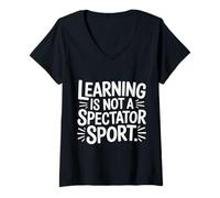Mujer Learning Is Not A Spectator Sport Motivación docente - Camiseta Cuello V
