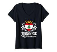 Mujer Lebanese Princess Lebanon Flag Proud Lebanese Girl Camiseta Cuello V