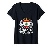 Mujer Lebanese Queen Lebanon Flag Proud Lebanese Woman Camiseta Cuello V