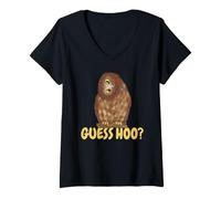 Mujer Lechuza Divertido Búho con Ojos Saltones Guess Hoo Camiseta Cuello V