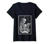 Mujer Lector de Libros The Word Nerd Que Lee la Carta del Tarot Bookworm Witchy Camiseta Cuello V