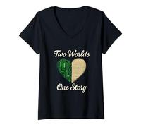 Mujer Lector de novelas de fantasía de Dos Mundos Camiseta Cuello V