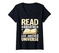 Mujer Leer Breathe Live Otro Universo Camiseta Cuello V