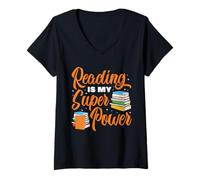 Mujer Leer es mi diseño de súper Poder Camiseta Cuello V