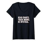 Mujer Leer gráficos Rastrear Lunas Sea un Entusiasta de la astrología mística Camiseta Cuello V