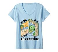 Mujer Leer libro es un boleto a la aventura - Ávido lector ratón de biblioteca Camiseta Cuello V