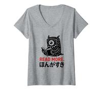 Mujer Leer más Diseño de monstruos de libros para amantes de los libros Camiseta Cuello V