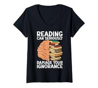 Mujer Leer puede dañar seriamente tu ignorancia - Book Lovers Camiseta Cuello V
