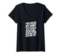 Mujer Lees mi Camisa, eso es Suficiente interacción Social Camiseta Cuello V
