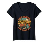 Mujer Left-Handed Nurse Rare and Remarkable Funny Professional Job Camiseta Cuello V