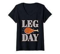 Mujer Leg Day, Funny Pilgrim Turkey Thanksgiving Costume Tee Camiseta Cuello V