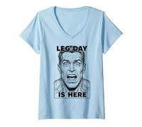 Mujer Leg Day Is Here Funny Gym Squat Quads Entrenamiento Piernas Entrenamiento Camiseta Cuello V