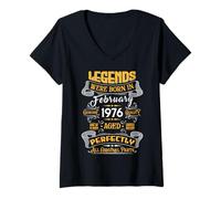 Mujer Legend February 1976 Vintage 50th Birthday Tees Made in 1976 Camiseta Cuello V