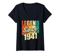 Mujer Legend Since 1941 Año De Nacimiento Cumpleaños Fiesta De Cumpleaños Camiseta Cuello V