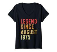 Mujer Legend Since August 1975 Vintage 1975 Idea Birth Of Birthday Camiseta Cuello V