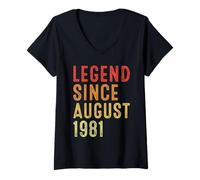Mujer Legend Since August 1981 Vintage 1981 Idea Birth Of Birthday Camiseta Cuello V