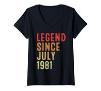 Mujer Legend Since July 1981 Vintage 1981 Birth Of Birthday Gifts Camiseta Cuello V